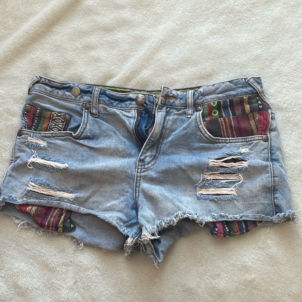Free people boho jean shorts